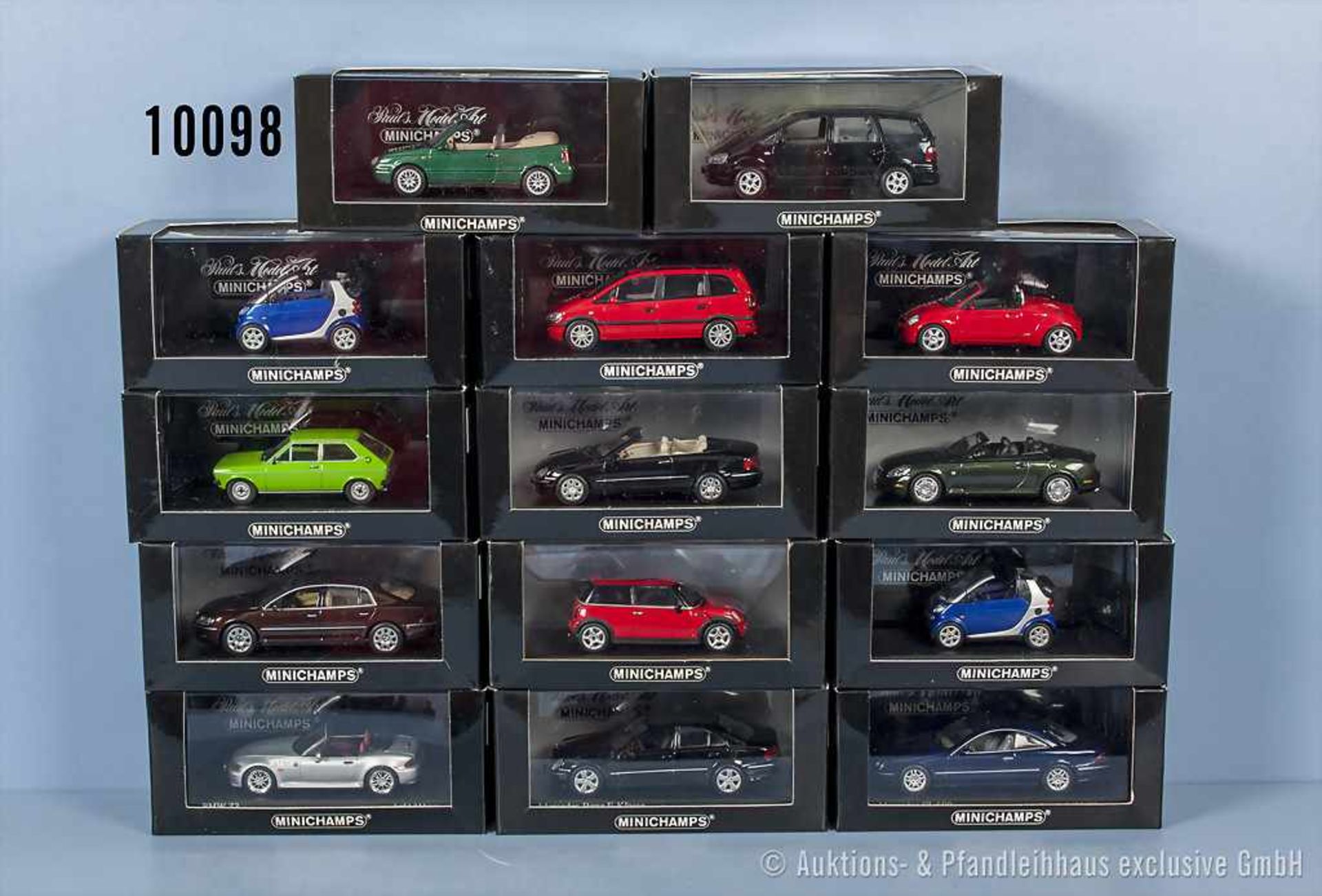 Konv. 14 Minichamps Paul's Model Art Modellfahrzeuge, Pkw und Sportwagen, u. a. BMW Z3, Mercedes