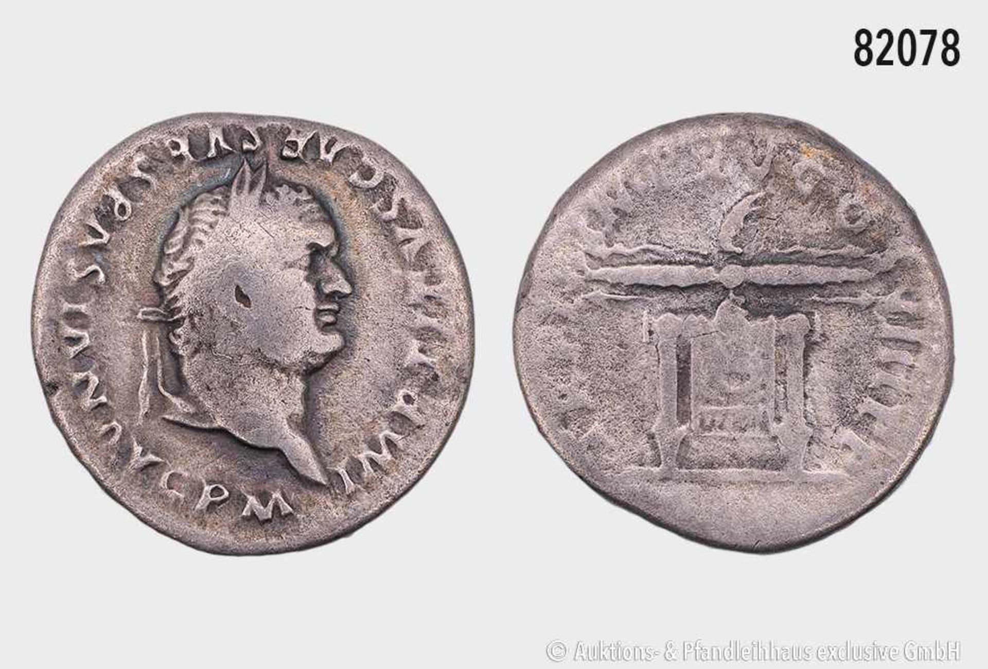 Römische Kaiserzeit, Titus (79-81), Denar, 80, Rom. Vs. IMP TITVS CAES VESPASIAN AVG P M,