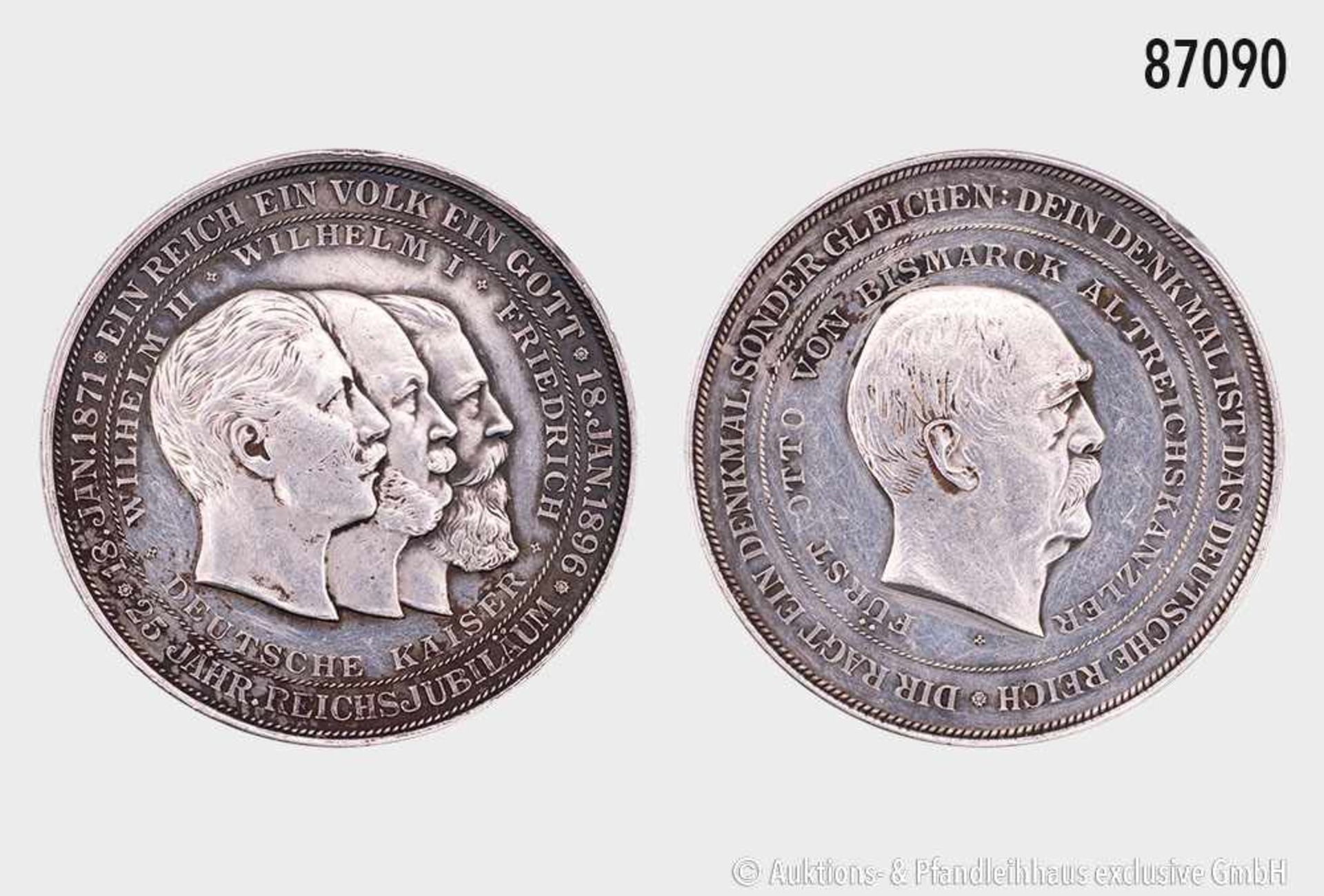 Silbermedaille 1896, von Oertel, auf Bismarcks 81. Geburtstag und das 25. Reichsjubiläum, mit