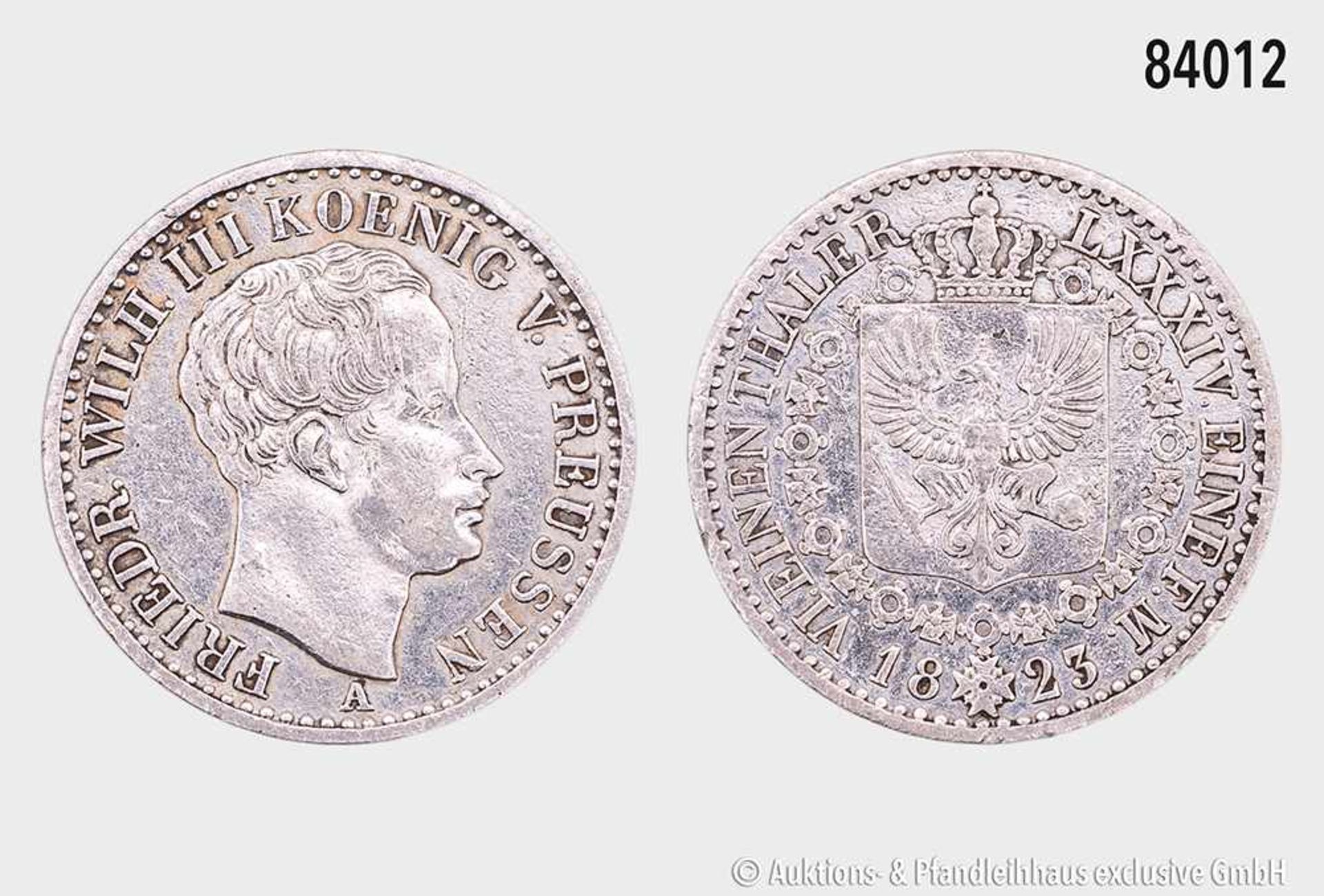 Preußen, Friedrich Wilhelm III. (1797-1840), 1/6 Taler (5 Groschen) 1823 A. 4,92 g; 22 mm. AKS 26;