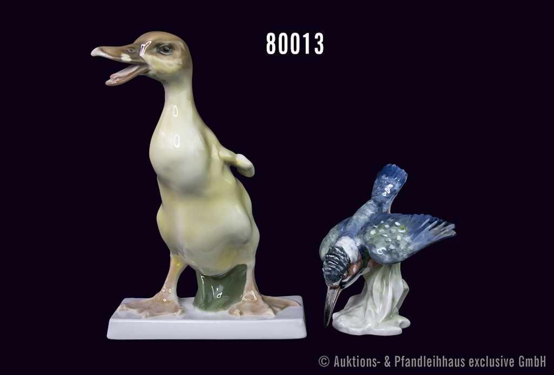 Konv. Rosenthal Porzellan, dabei "schnatternde Ente", Entwurf Hutzla Krebs-Himmelstoss (1879 -