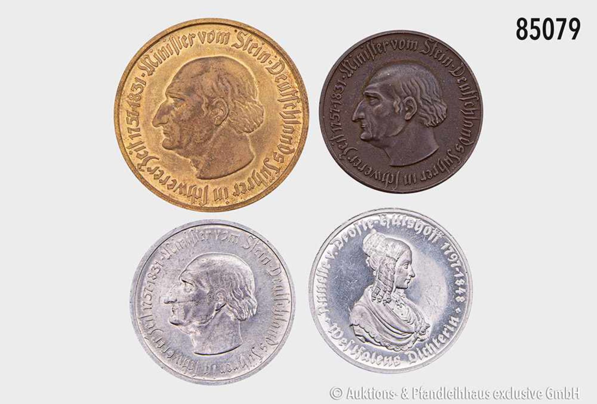 Staatliches Notgeld 1918-1923: Konv. von 4 Notgeldmünzen der Provinz Westfalen, bestehend aus: 10