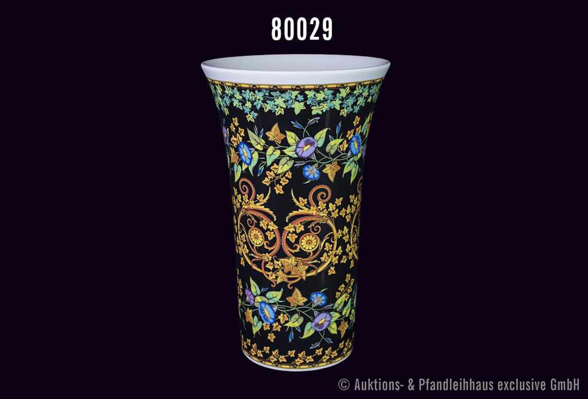 Rosenthal Porzellan Vase, "VERSACE", Gold Ivy, H 34 cm, sehr guter Zustand, siehe Anmerkung vor Text