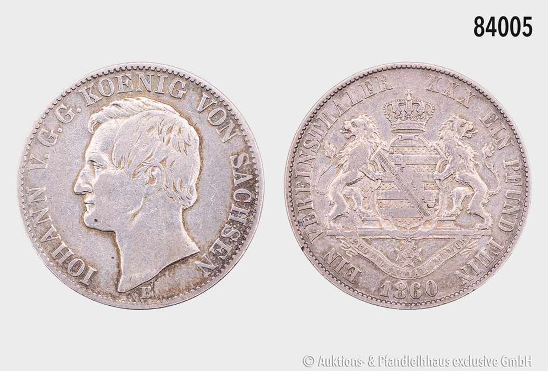 Königreich Sachsen, Johann (1854-1873), Taler 1860.18,29 g; 33 mm. AKS 136. Gutes sehr schön.