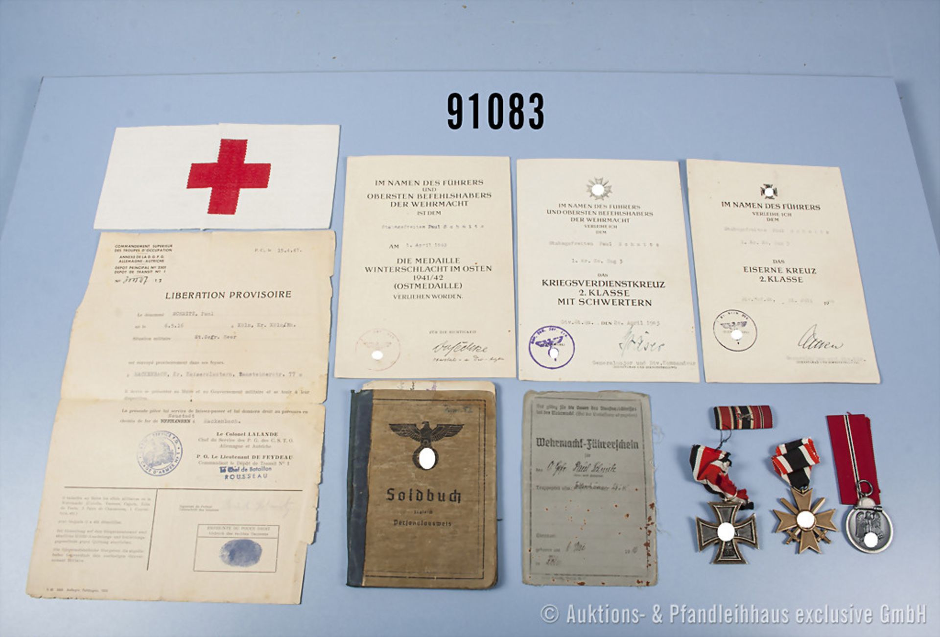 Nachlass eines Stabsgefreiten und Sanitäters des Heeres, zuletzt San. Ers. Abt. 3, Soldbuch,