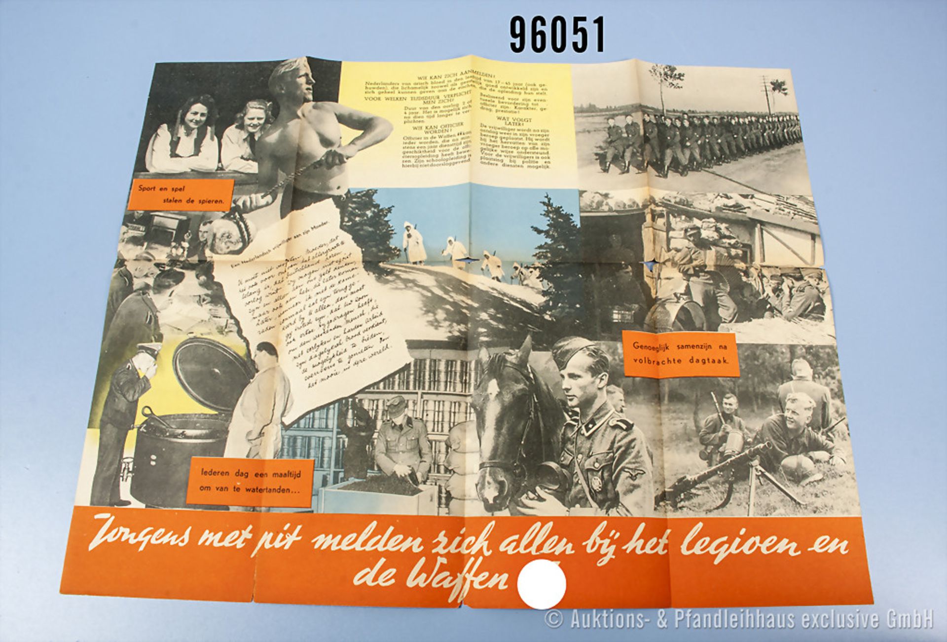 Faltblatt der Waffen-SS in niederländischer Sprache "Dat's 'n leven van stavast", guter Zustand - Bild 2 aus 2