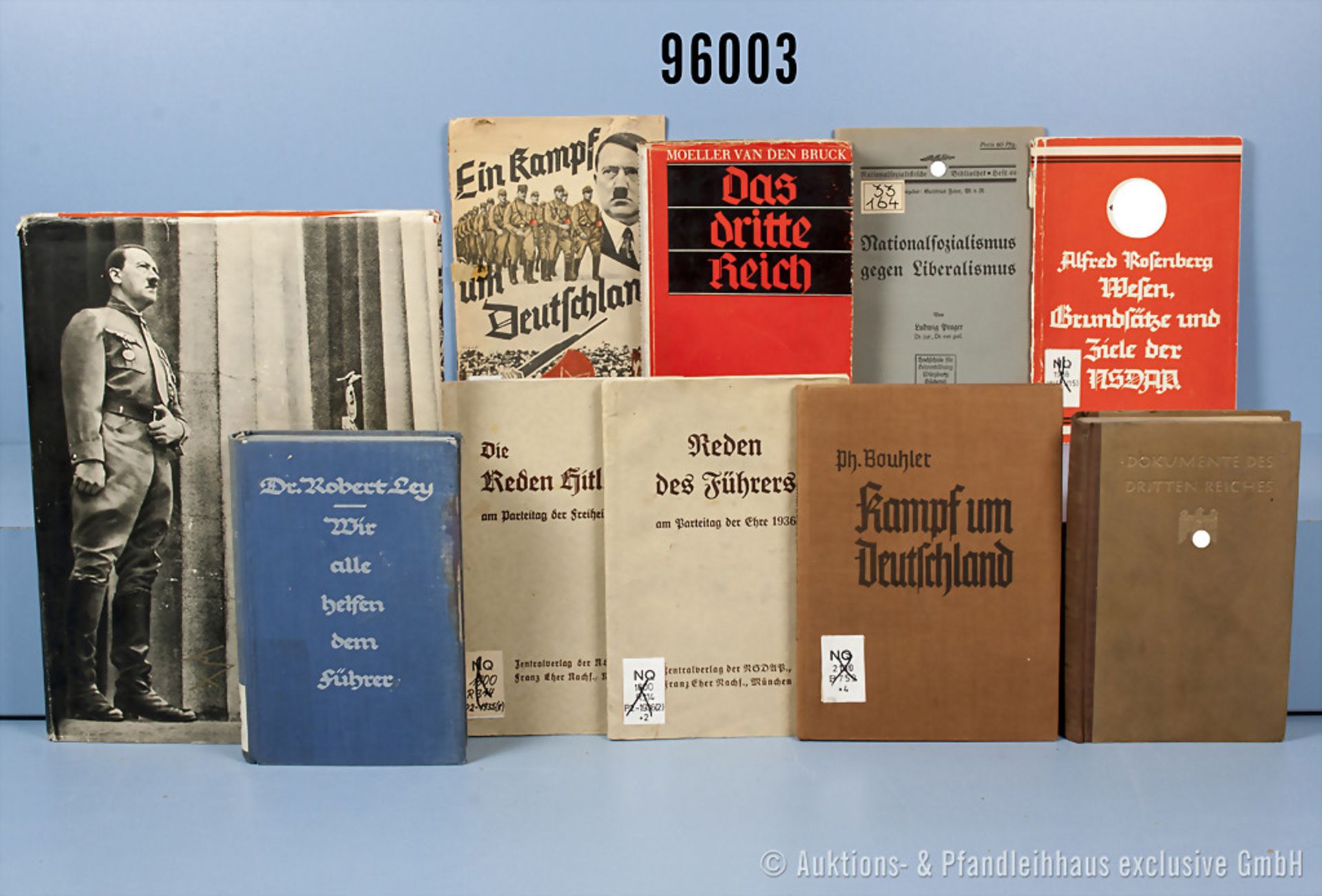 Konv. SBA "Adolf Hitler" mit Papierschutzumschlag, n. A. d. E. komplett sowie 9 Bücher und Hefte