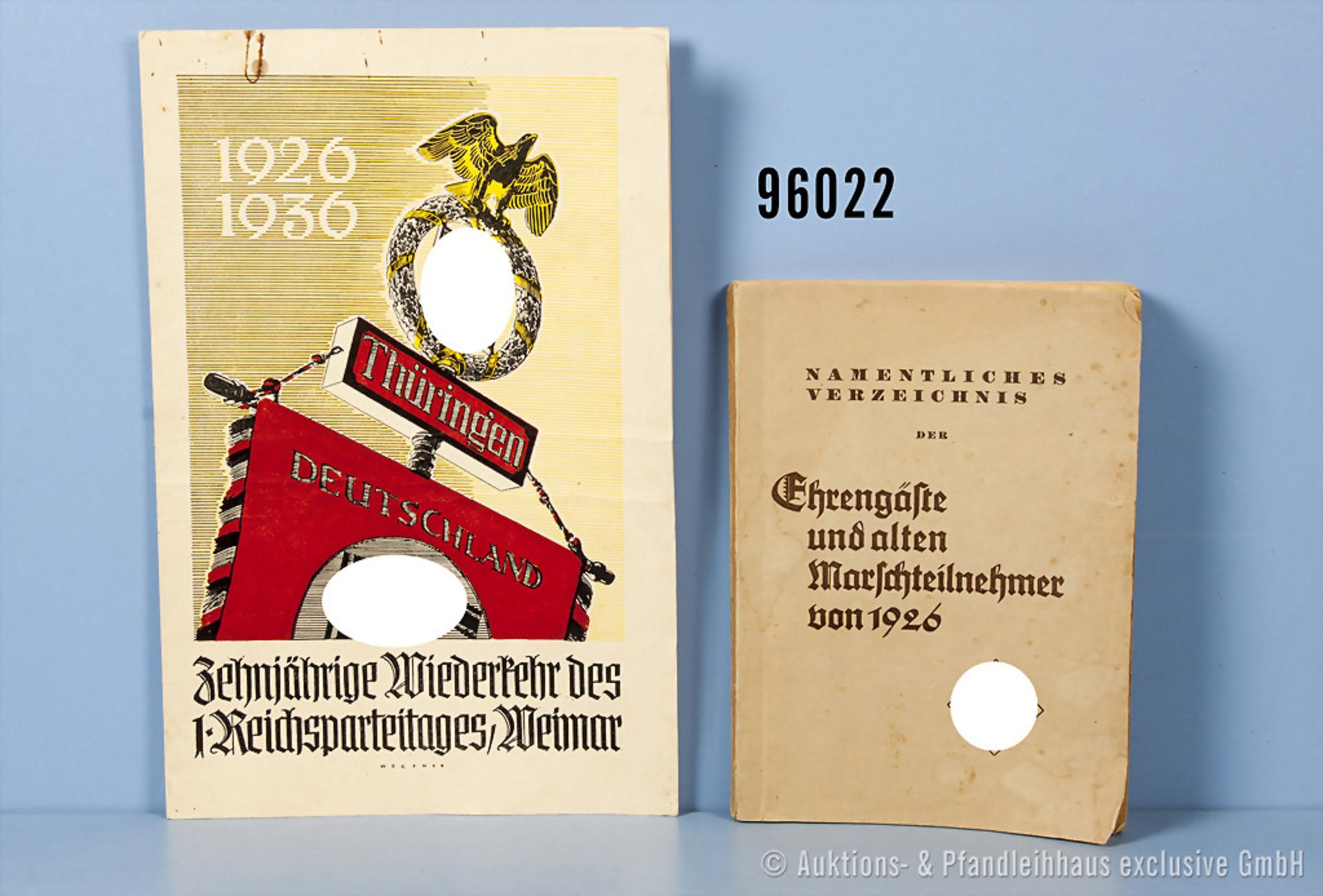 Konv. Broschüre "Amtliches Verzeichnis der Ehrengäste und alten Marschteilnehmer von 1926" sowie