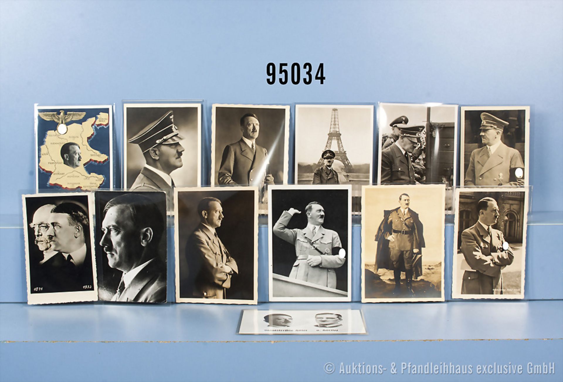 Konv. 13 Ansichtskarten 3. Reich, jeweils mit Hitler-Abbildungen, guter Zustand