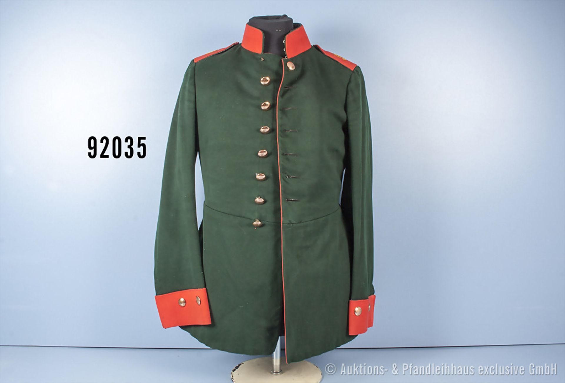 Konv. Preußen Uniformrock für Mannschaften des Lauenburgischen Jäger-Bataillons Nr. 9 aus Ratzeburg,