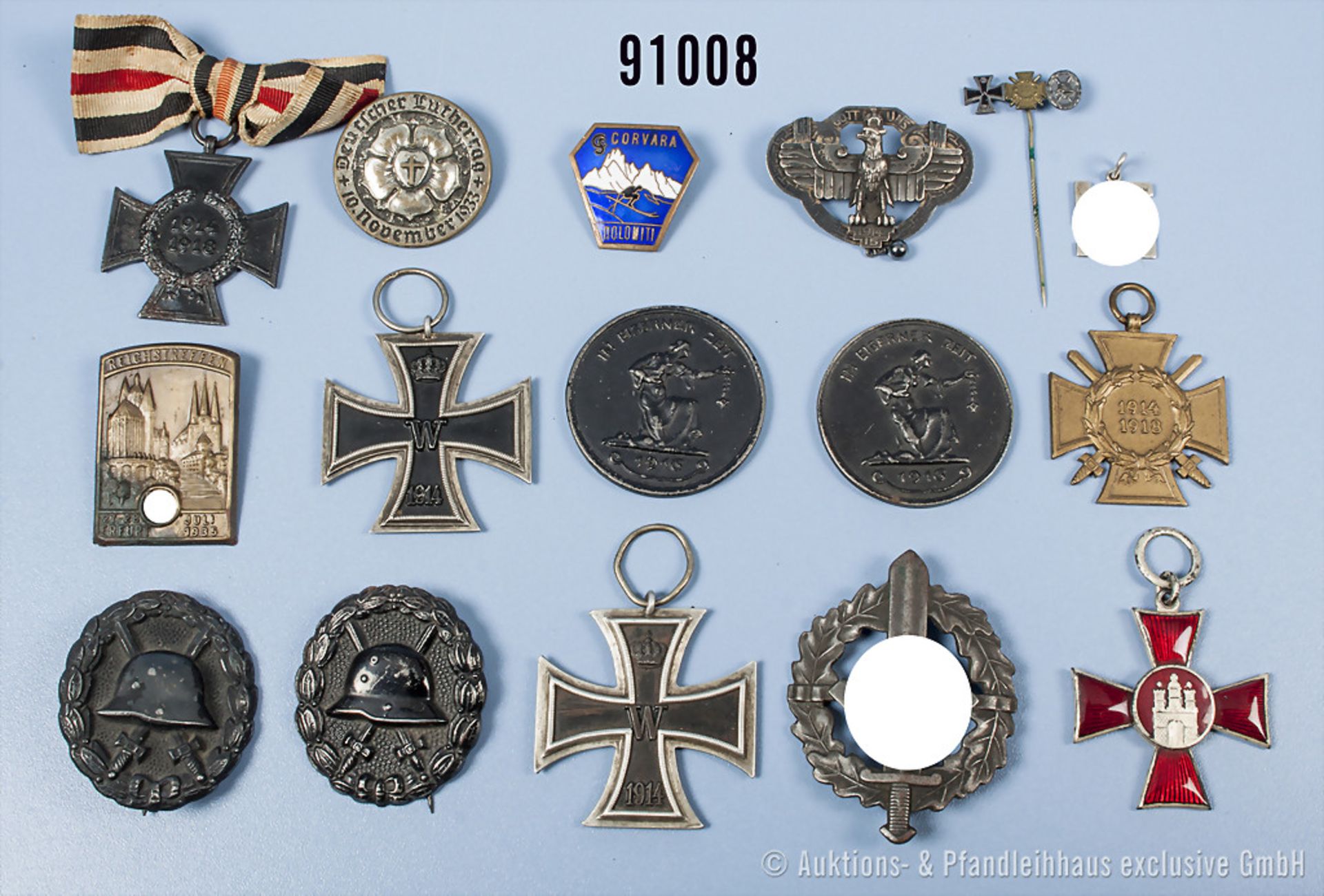 Konv. u.a. 2 EK 2 1914, EKF, EKW, 2 VWA in Schwarz, Hamburger Hanseatenkreuz, SA-Sportabzeichen in