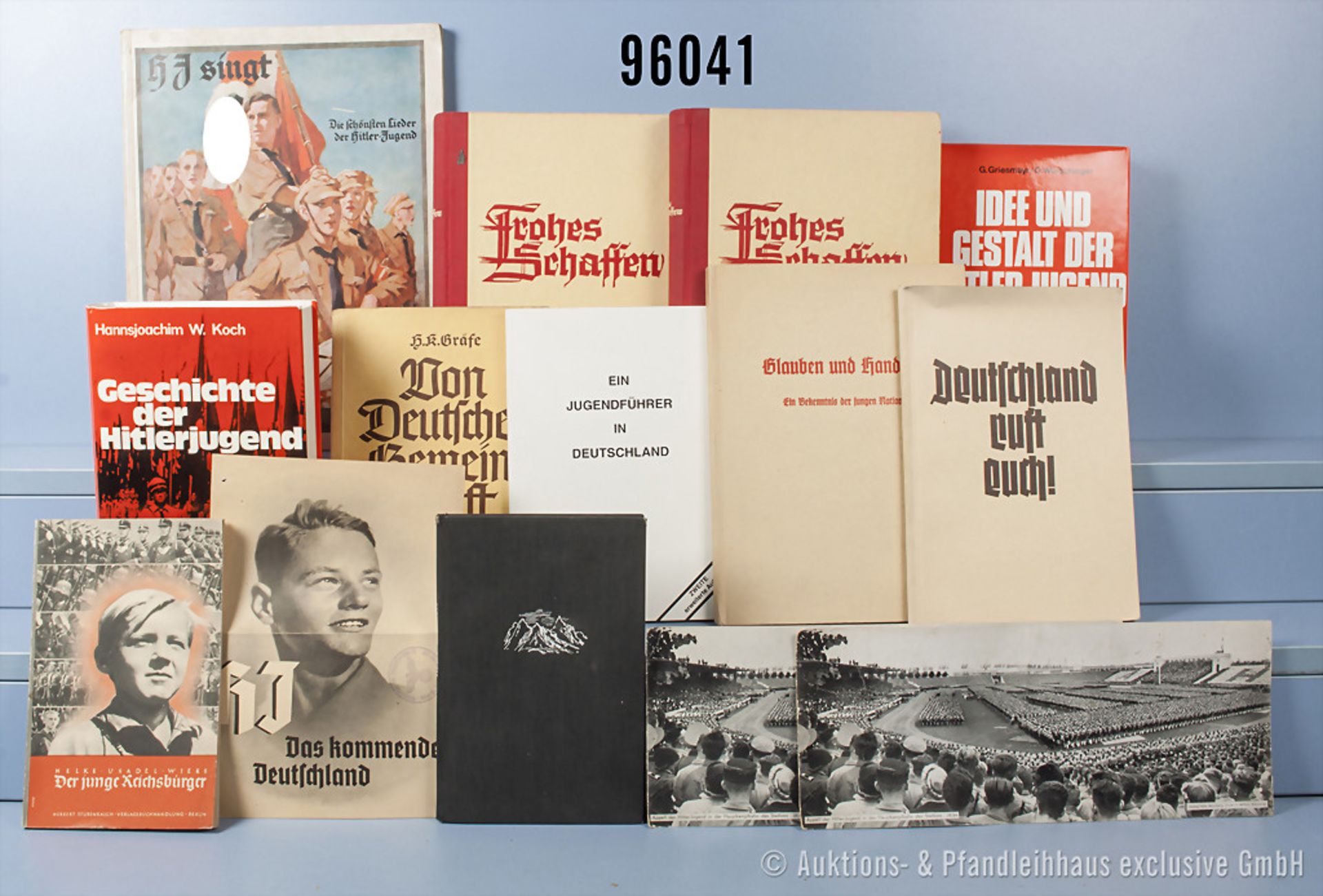 Konv. Hitlerjugend, 7 Bücher und Broschüren VK, "Von deutscher Gemeinschaft", 2 x "Frohes Schaffen",