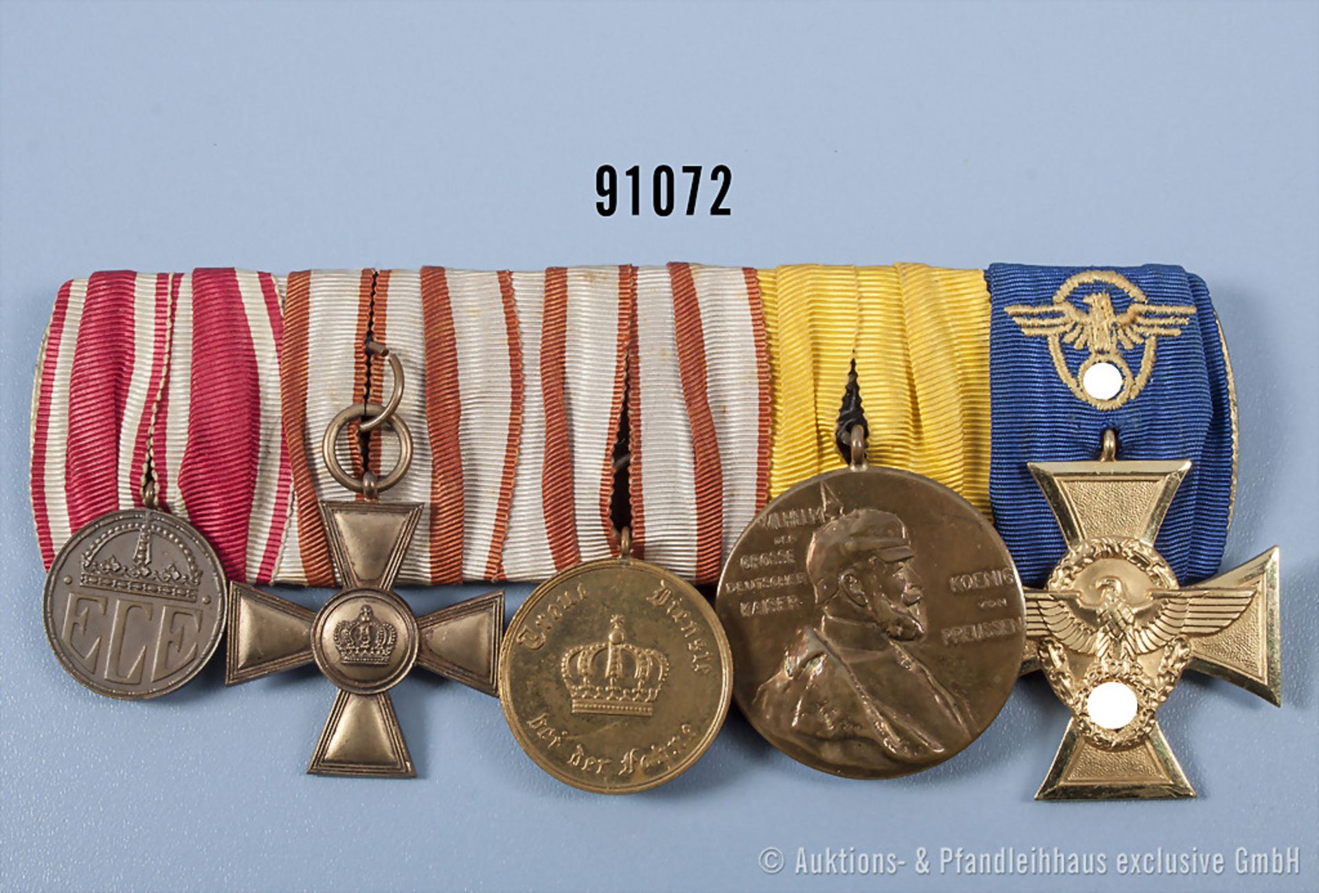 5er Ordensspange, Hessen-Darmstadt Kriegsehrenzeichen, Dienstauszeichnung für 15 und 12 Jahre,