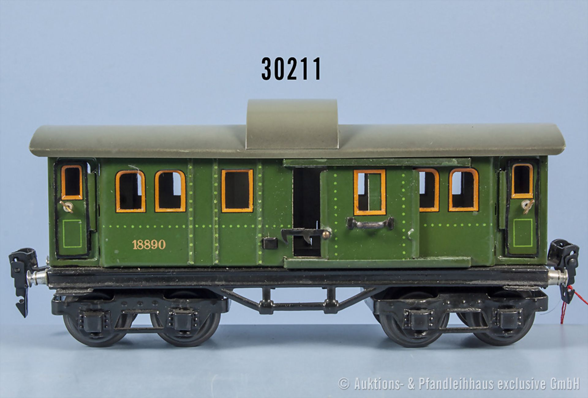 Märklin Spur 0 1889 D-Zug-Gepäckwagen, lack. Blechausf., 4 Angeltüren, 2 Schiebetüren und