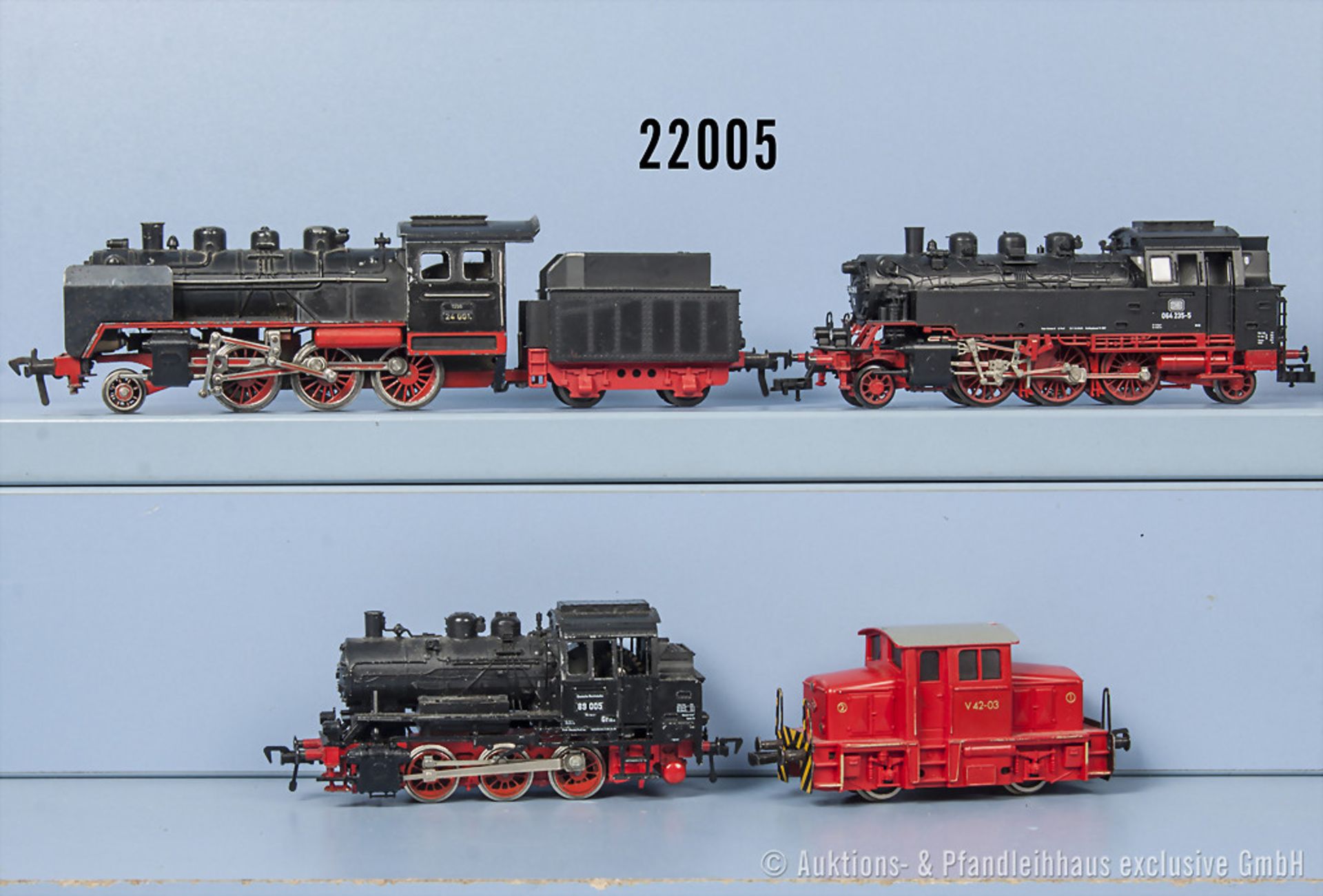 Konv. 4 Fleischmann H0 Lokomotiven, dabei Schlepptenderlok der DB, BN 24 001, Achsfolge 1'C,