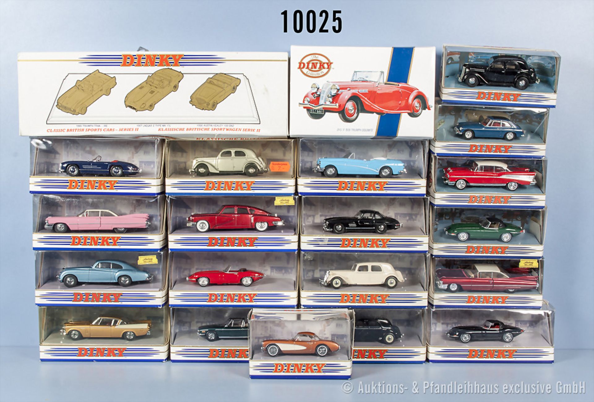 Konv. 23 Matchbox "Dinky Collection" Modellfahrzeuge, dabei Oldtimer und Sportwagen, Metallausf.,