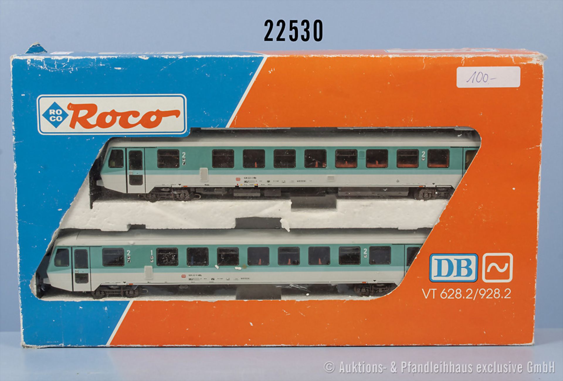 Roco H0 43949 2-teiliger Dieseltriebzug der DB, BN 628 222-2, Zustand 2, in OVP, Fenster leicht