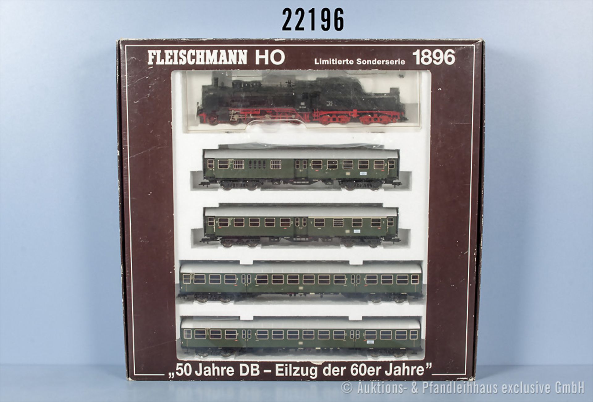 Fleischmann H0 1896 D-Zug-Packung “50 Jahre DB“, dabei Schlepptenderlok BN 38 3346, 3