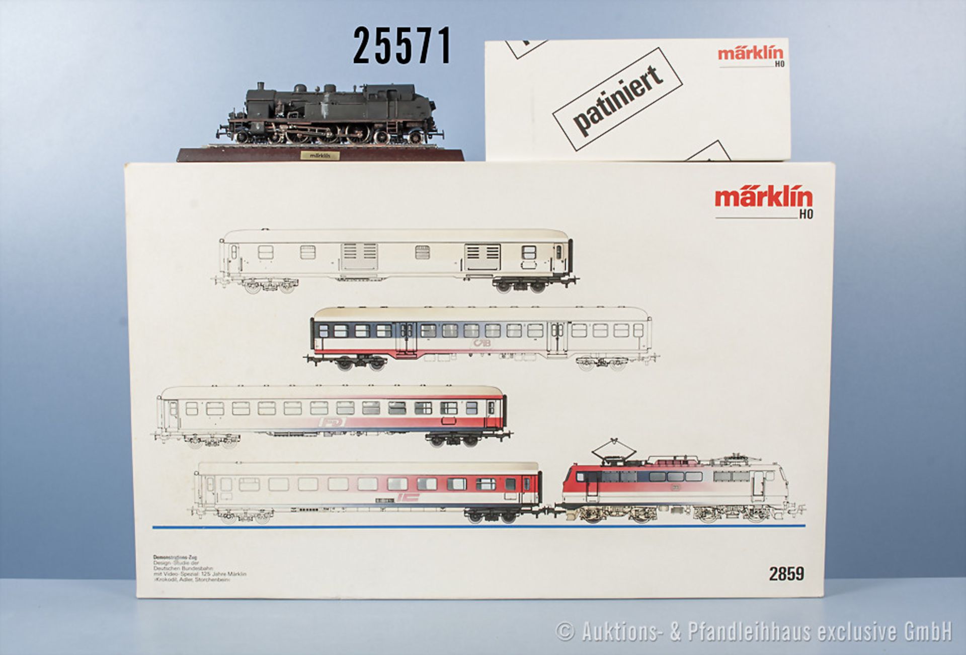 Konv. Märklin H0, dabei 2859 Zugpackung "Demonstrationszug" mit E-Lok der DB, BN 111 069-1, 3 D-