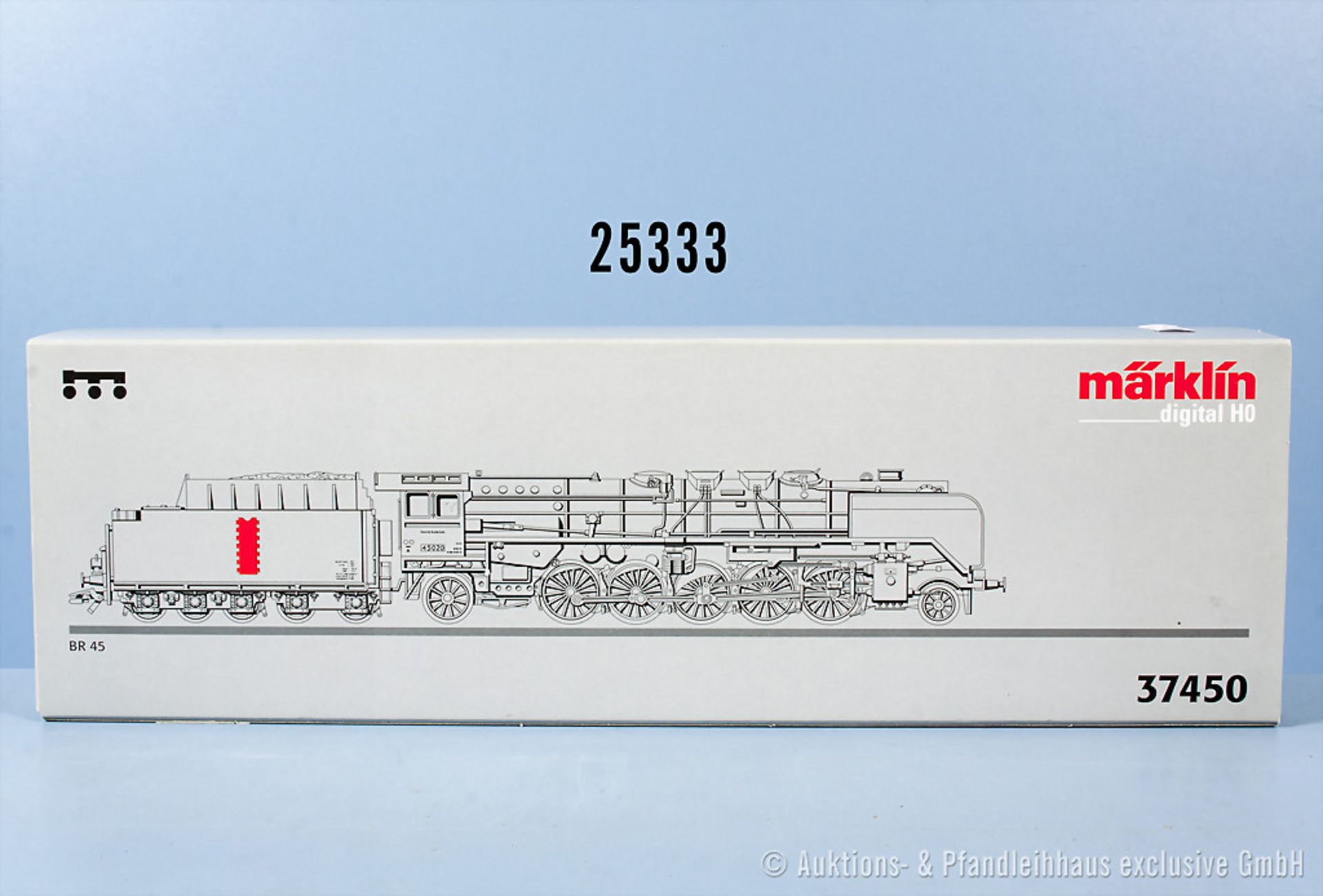 Märklin digital H0 37450 Schlepptenderlok der DB, BN 45020, Achsfolge 1'E'1, Tender 5-A, Zustand 1-