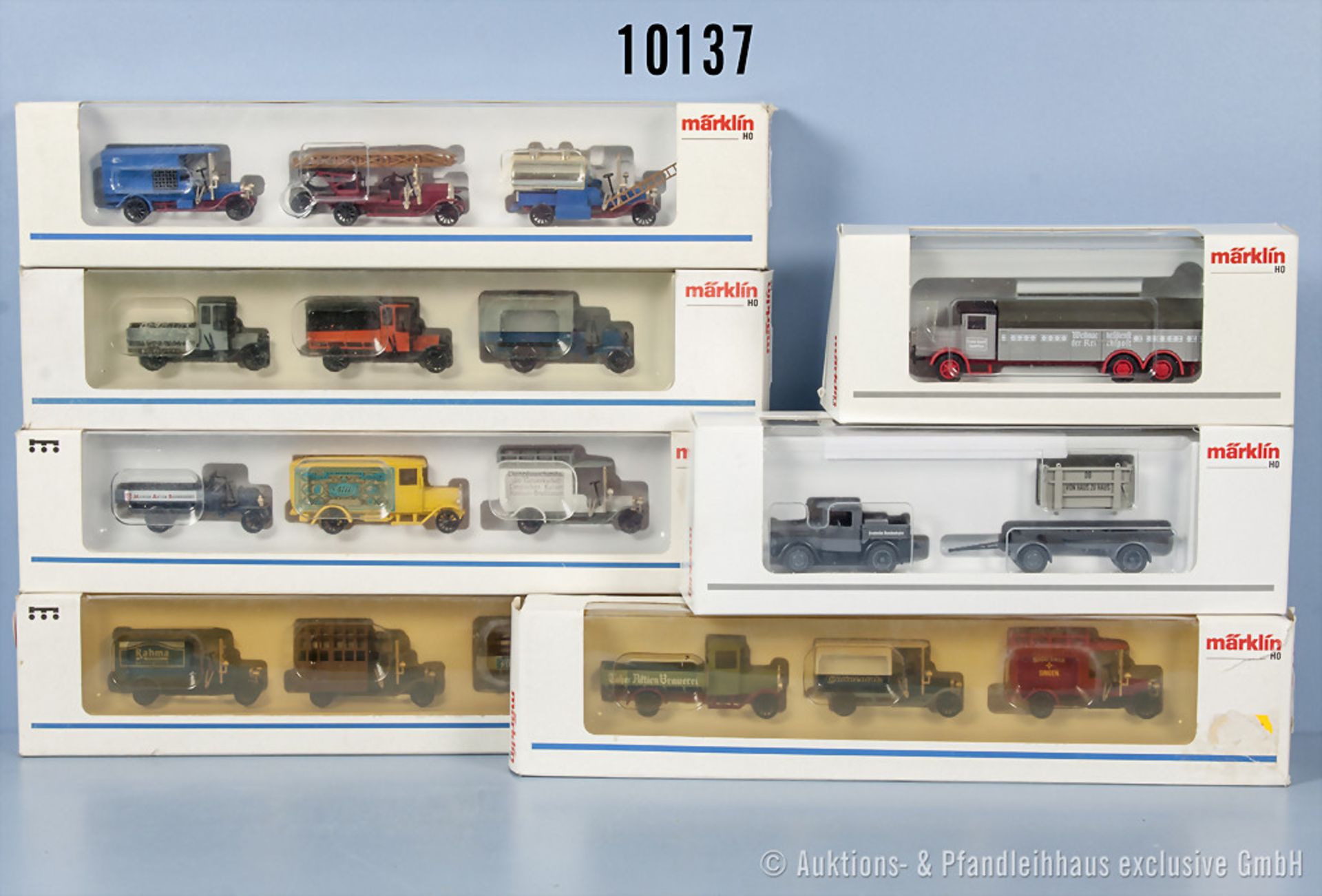 Konv. 17 Märklin H0 Modellfahrzeuge Oldtimer Lkw und Lieferwagen, dabei 1886, 1888, 1889, 1899 usw.,