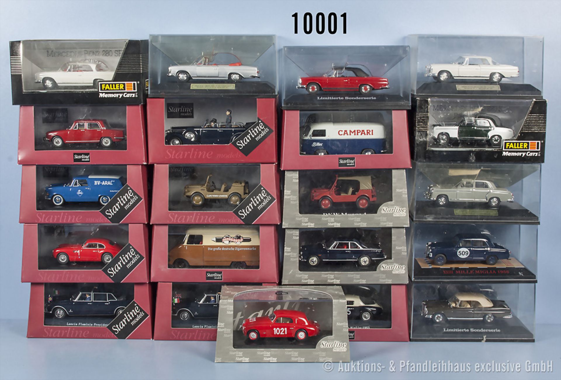 Konv. 21 Modellfahrzeuge, 13 x Starline Models und 8 x Faller Memory Cars, dabei Oldtimer,