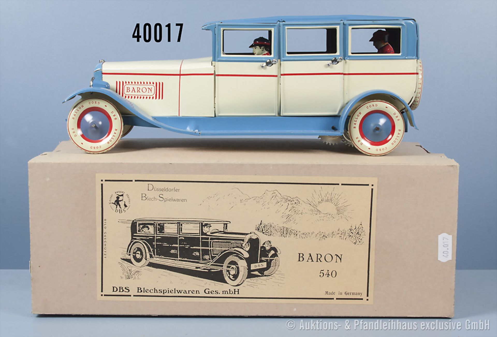 DBS Limousine Baron 540, lith. Vollblechausf. mit Spiralfederwerk, mit Fahrer und Passagier,