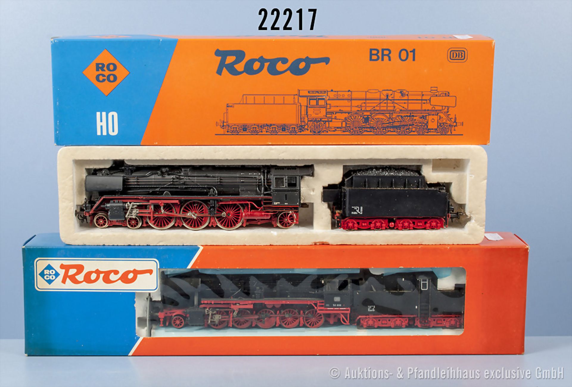 Konv. 2 Roco H0 Lokomotiven, dabei 43242 Schlepptenderlok der DB, BN 01 202, Achsfolgen 2'C'1,