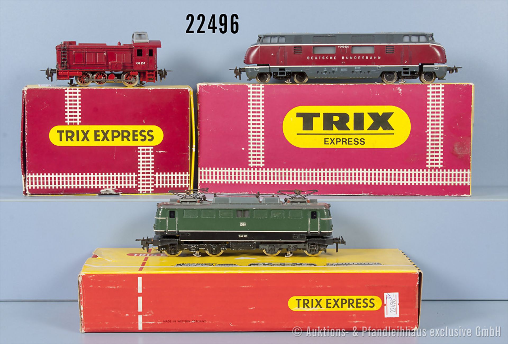 Konv. 3 Trix express H0 Lokomotiven, dabei 2234 E-Lok der DB, BN E40 101, 2260 Diesellok der DB,