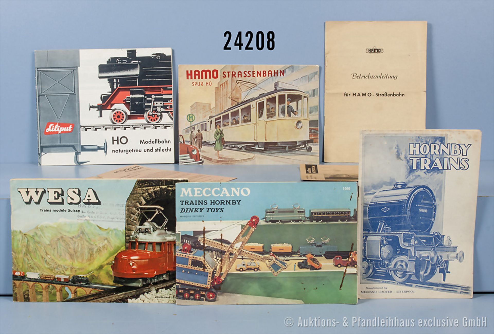 Konv. Modellbahn-Literatur, dabei 2 Hamo Straßenbahn Betriebsanleitungen, 1 Liliput Katalog, 1