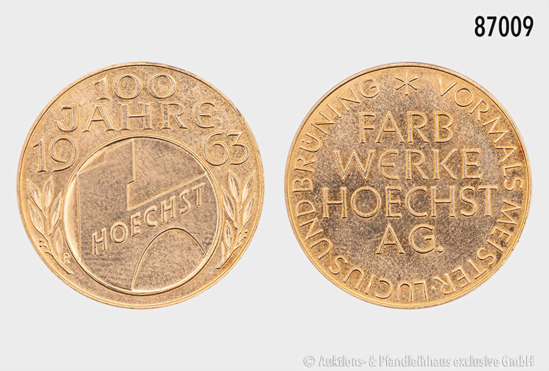 Frankfurt am Main, Goldmedaille 1963, 750er Gold (ungepunzt), anlässlich des 100-jährigen