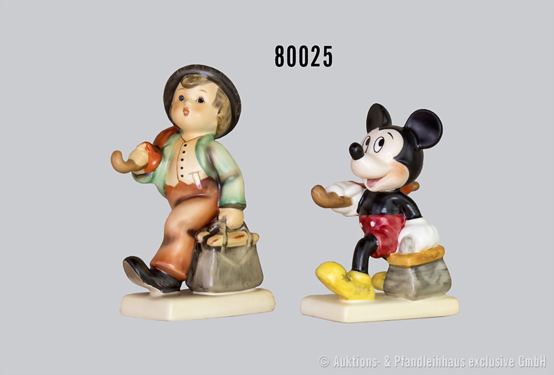Konv. 2 Goebel Hummel Figuren, Sonderserie mit Walt Disney, dabei 2 x "Wanderbub" , 1 x Nr. 11/2/0