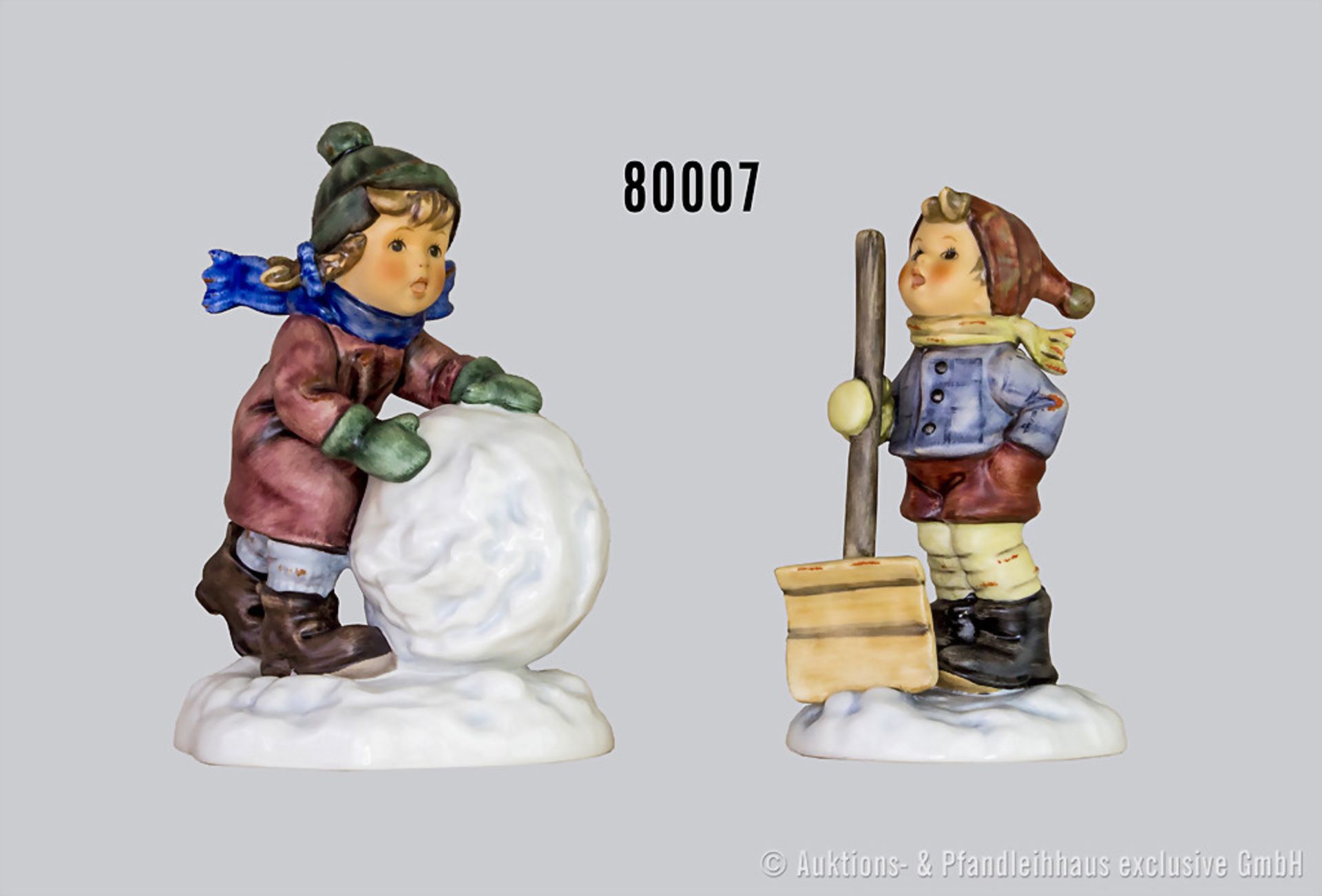 Konv. Goebel Hummel Figuren "Winterzauber", dabei 2035 "Mei, ist die schwer" und 2036 "Hoffentlich