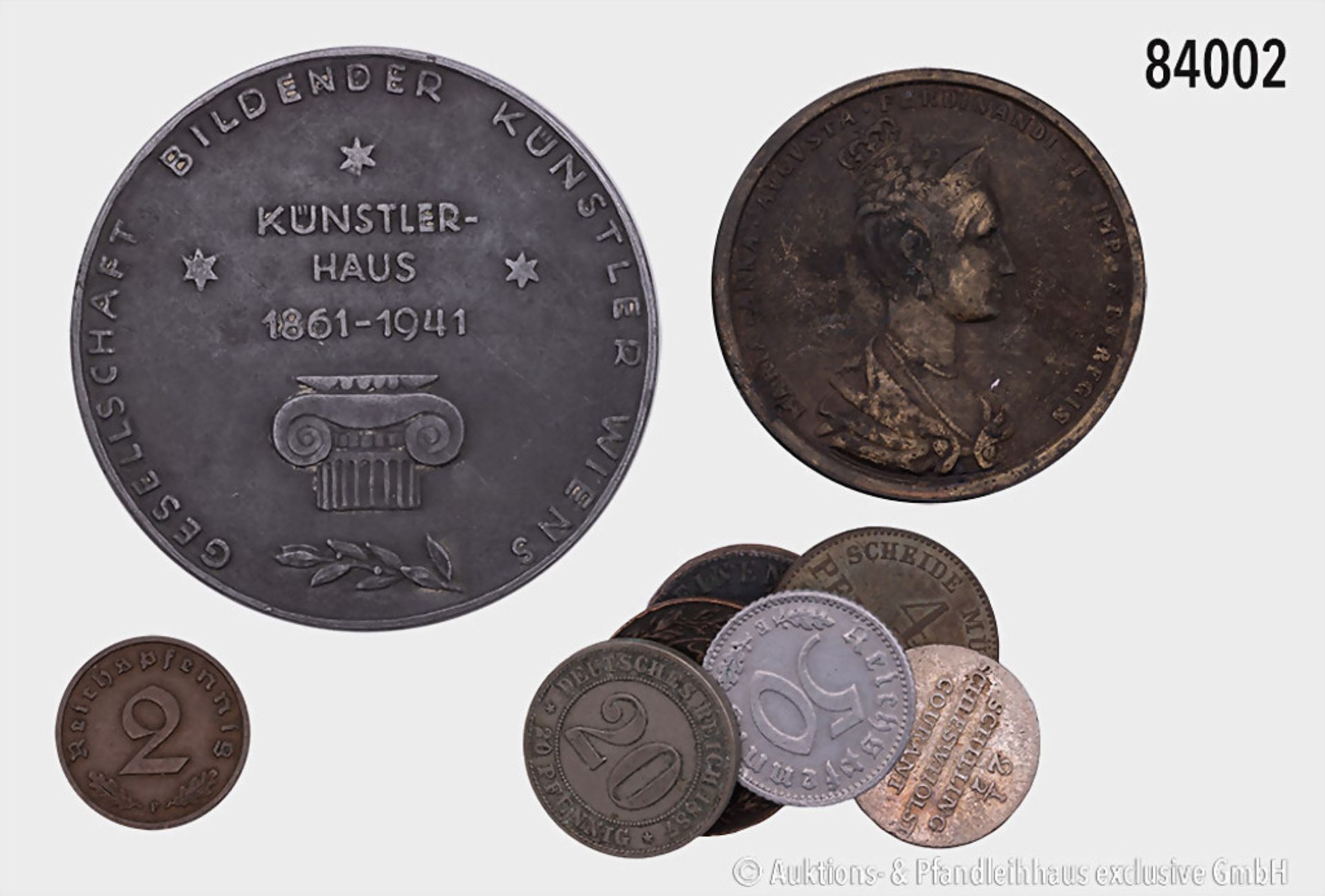 Konv. verschiedenes: 8 Kleinmünzen Altdeutschland, Kaiserreich (DOA) und Drittes Reich, darunter 2