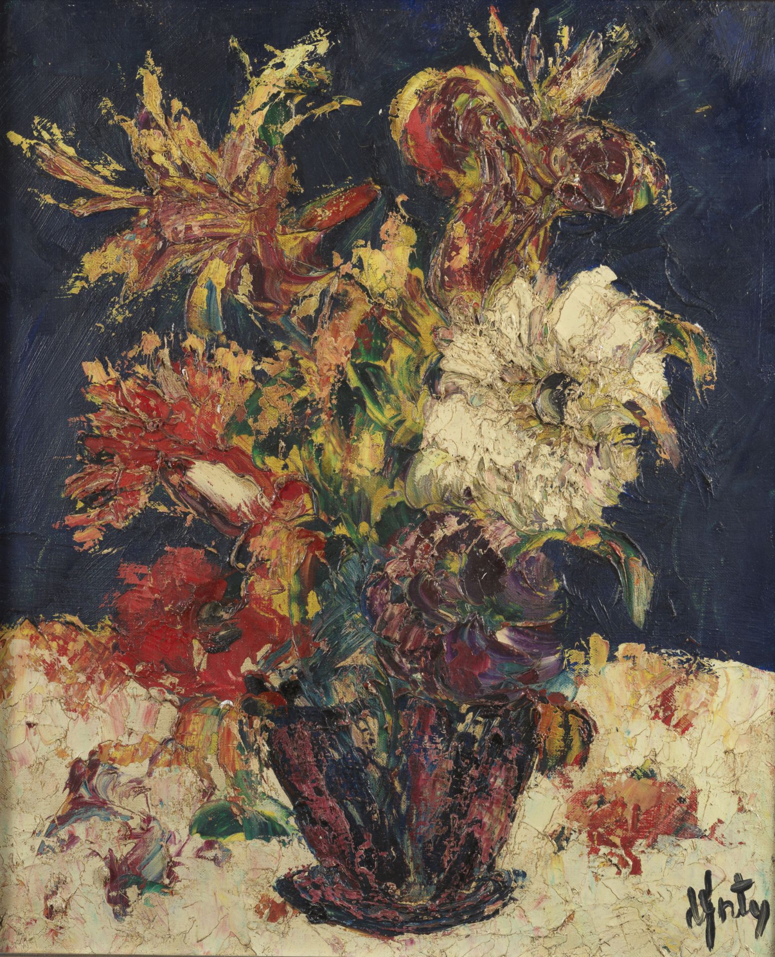 Henry D'ANTY (1910-1998) - Bouquet de fleurs - Huile sur toile signée en bas à [...]