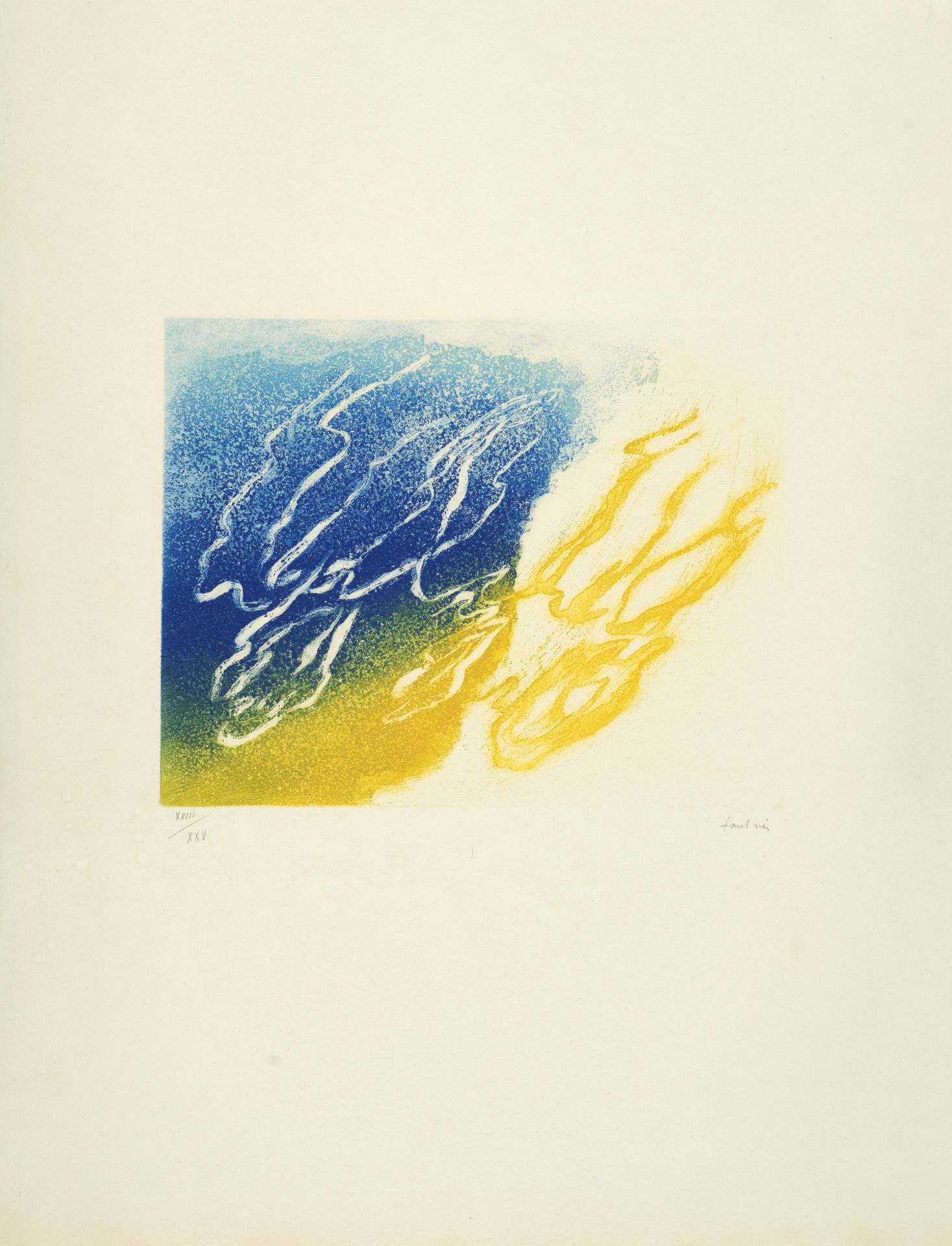Jean FAUTRIER (1898-1964) - L'orage - Aquatinte en couleurs sur Japon ancien signée [...]