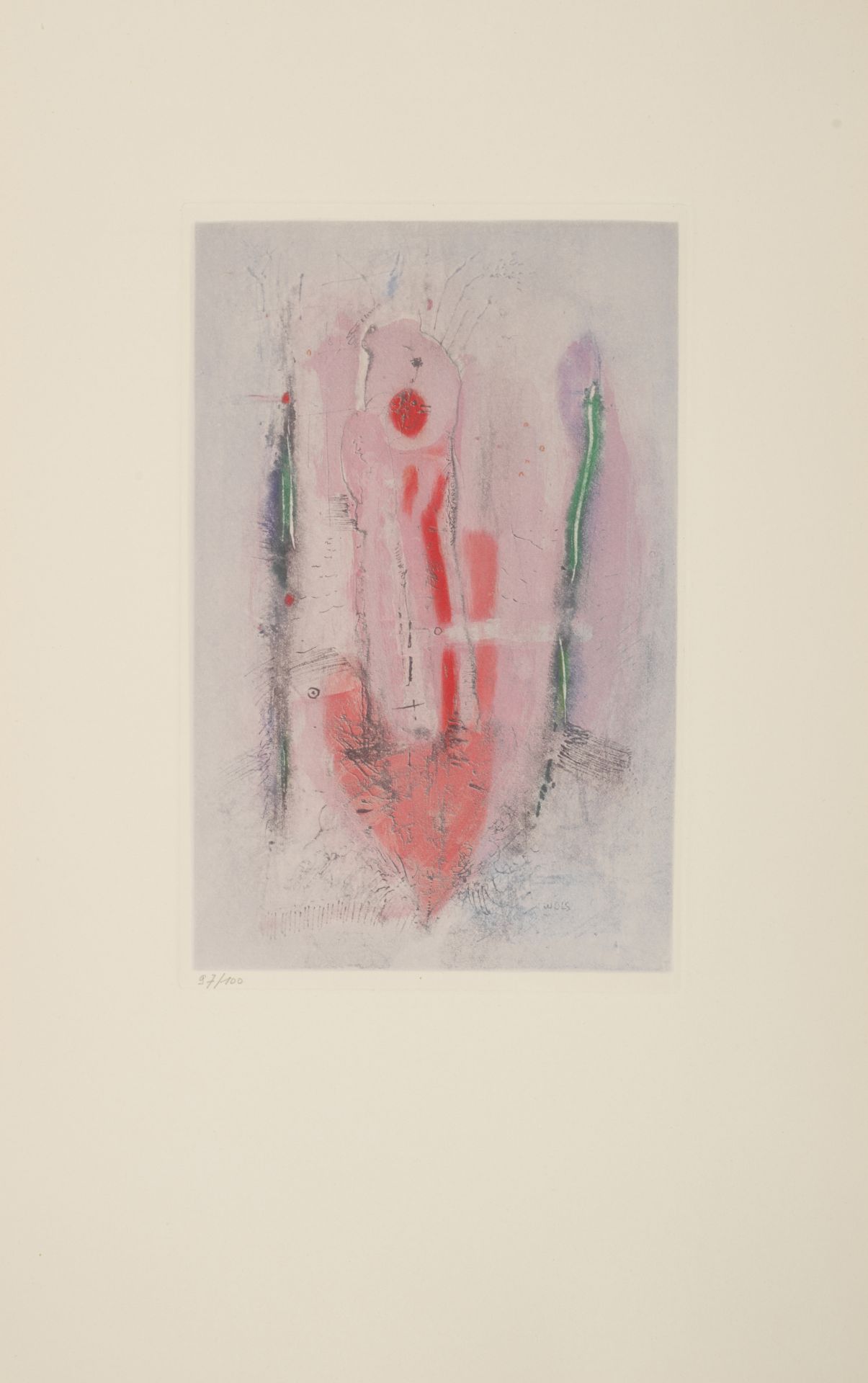 Otto WOLS (1913 - 1951) - Flamboyant, 1946- Gravure en couleurs signée dans la [...]