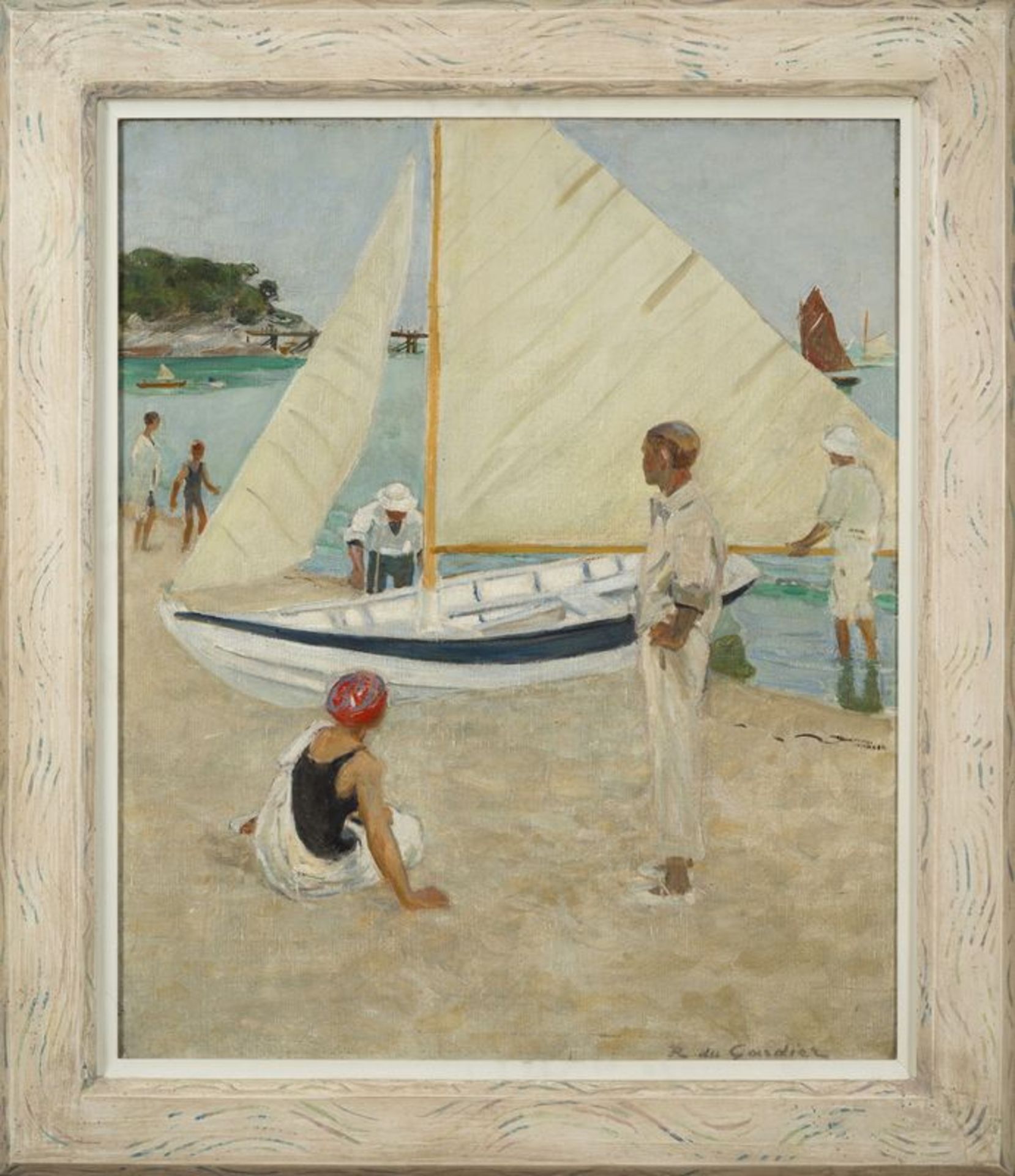 Raoul du GARDIER (1871-1952) - A la plage, Noirmoutiers, huile sur toile signée en [...]