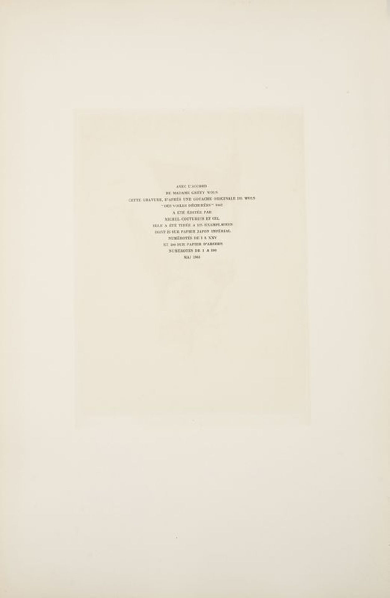 Otto WOLS (1913 - 1951) - Des voiles déchirées - Gravure en couleurs signée dans [...] - Bild 2 aus 2