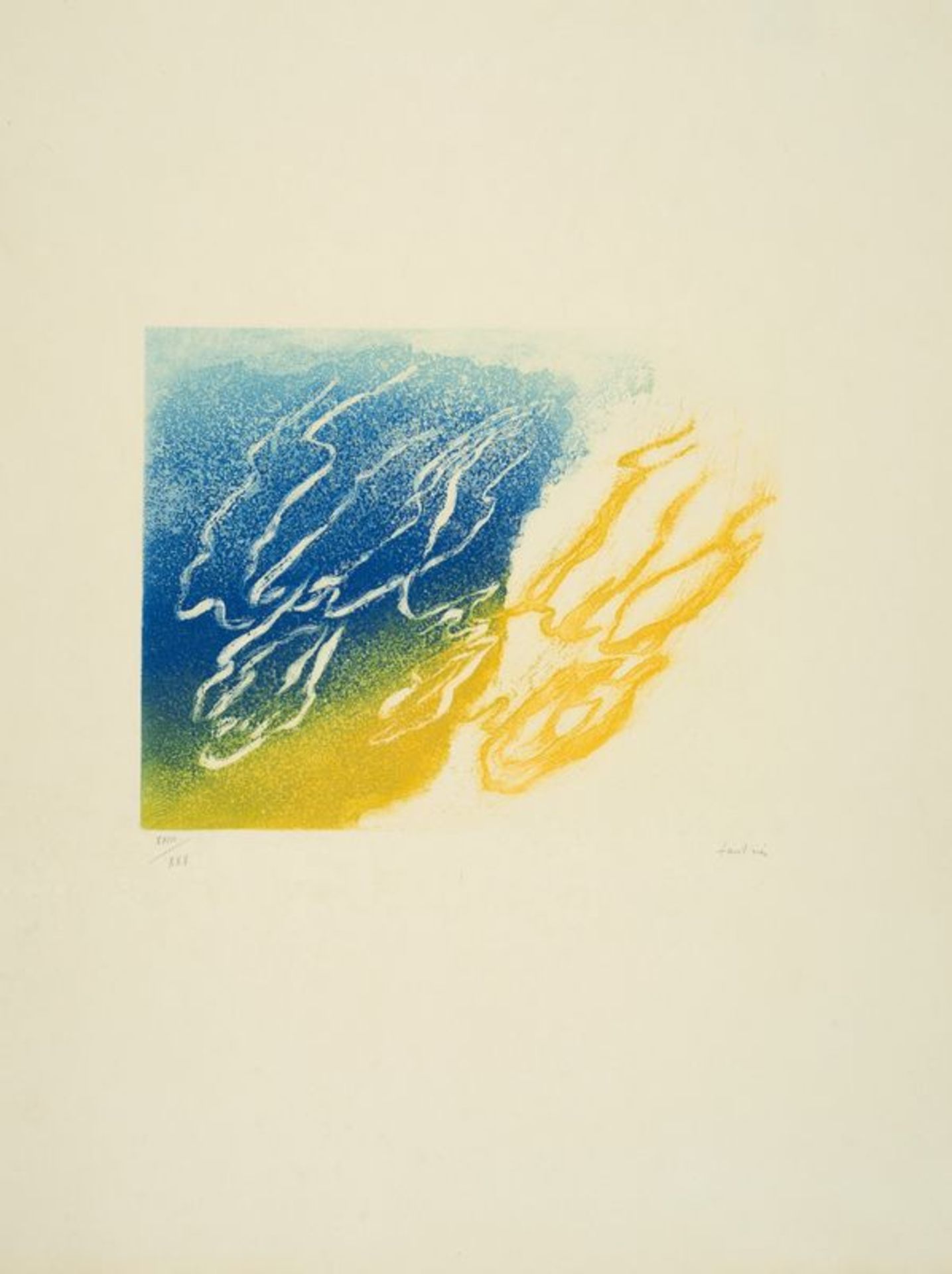 Jean FAUTRIER (1898-1964) - L'orage - Aquatinte en couleurs sur Japon ancien signée [...]