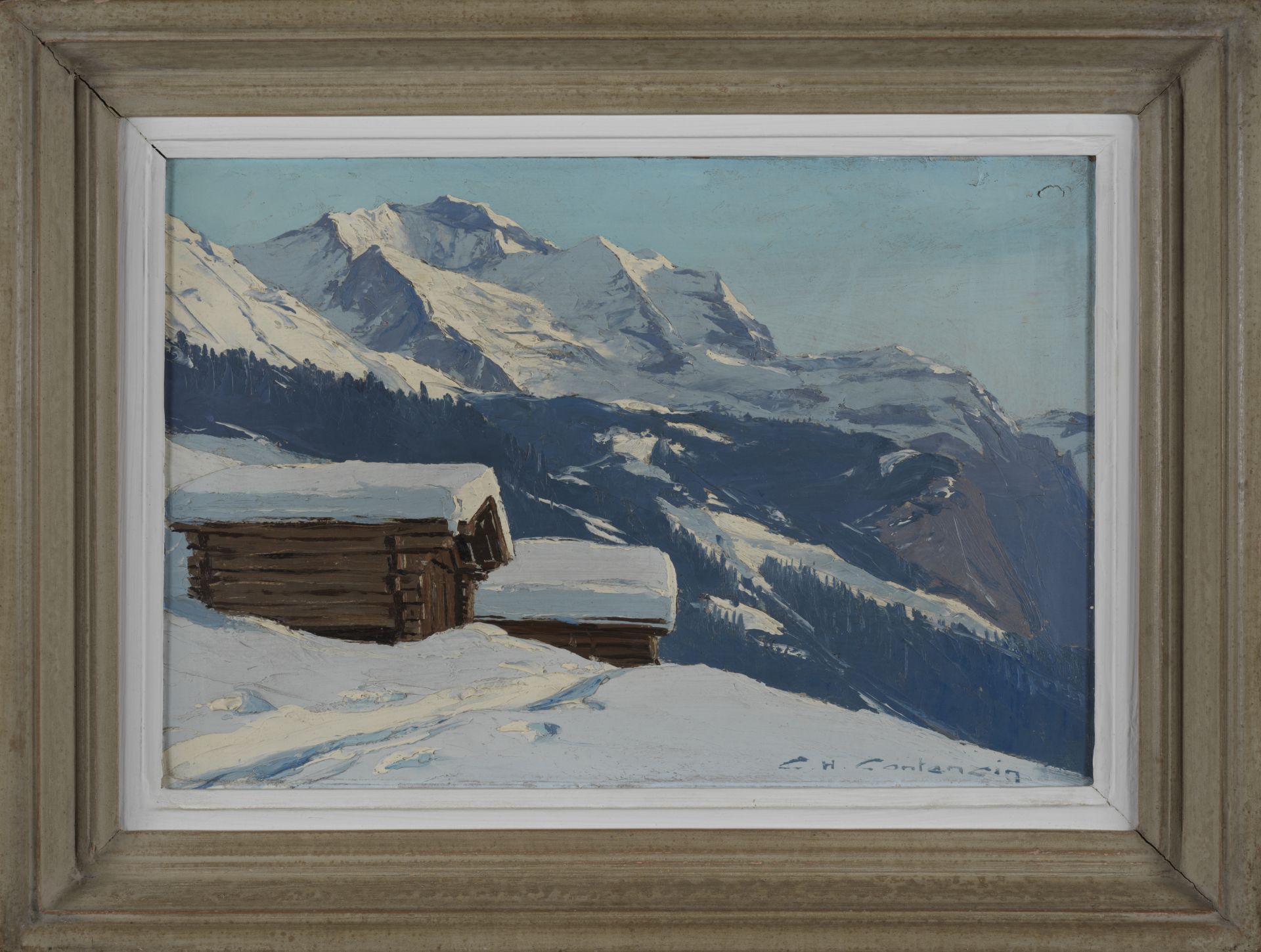 Charles CONTENCIN (1898-1955) - Wengen en hiver - Huile sur carton signée en bas à [...] - Bild 3 aus 4