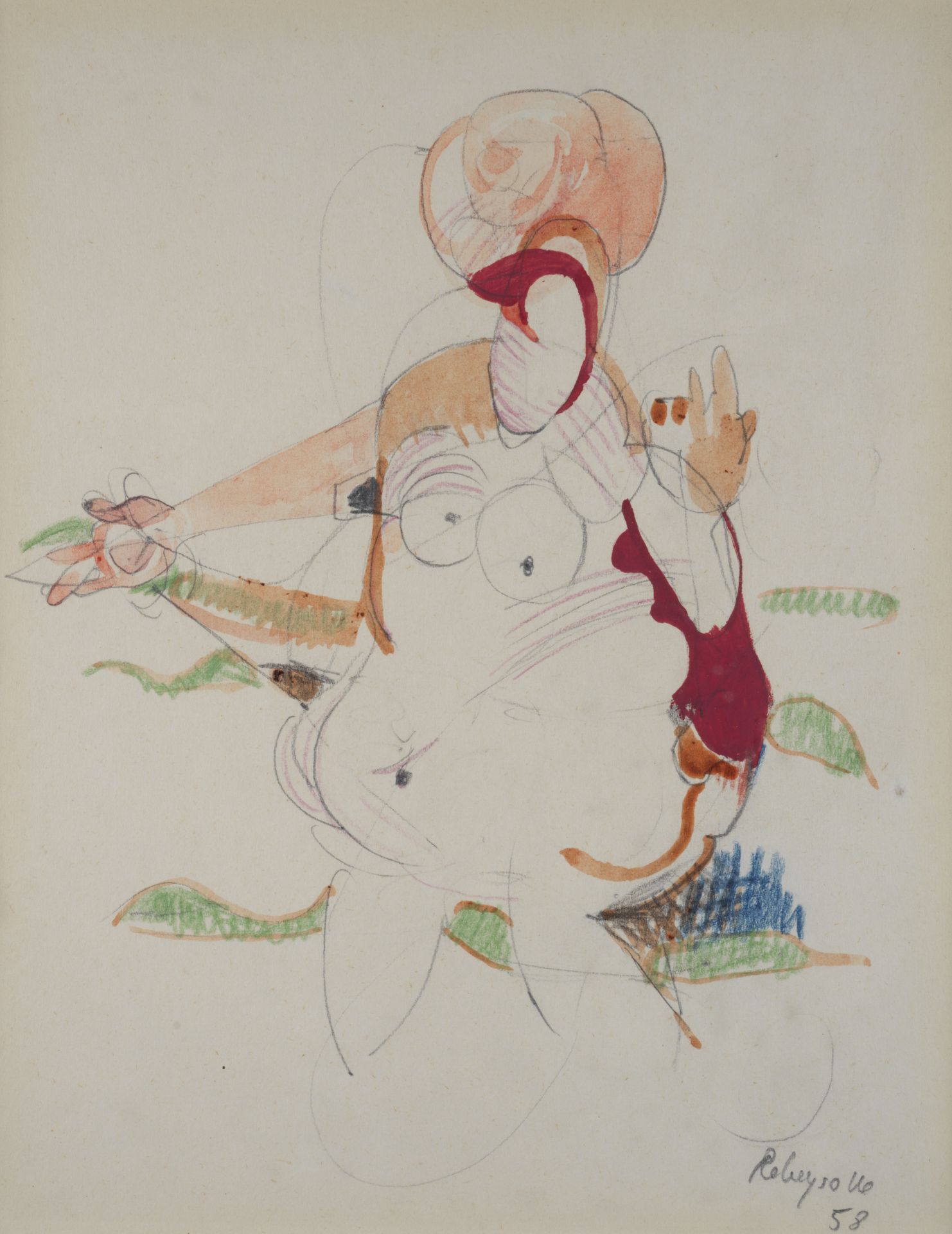 PAUL REBEYROLLE (1926-2005) - Femme nue - Aquarelle signée et datée (19)58 en bas [...]