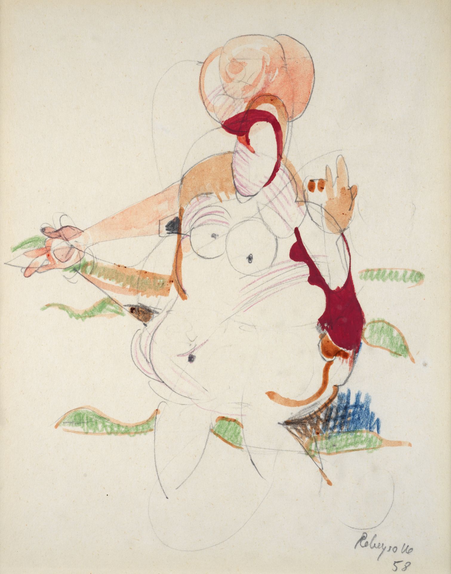 PAUL REBEYROLLE (1926-2005) - Femme nue - Aquarelle signée et datée (19)58 en bas [...] - Bild 2 aus 2