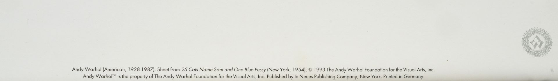 Andy WARHOL - D'après - Sam Pink cat - Offset lithographie - Tampon de la fondation [...] - Bild 3 aus 3