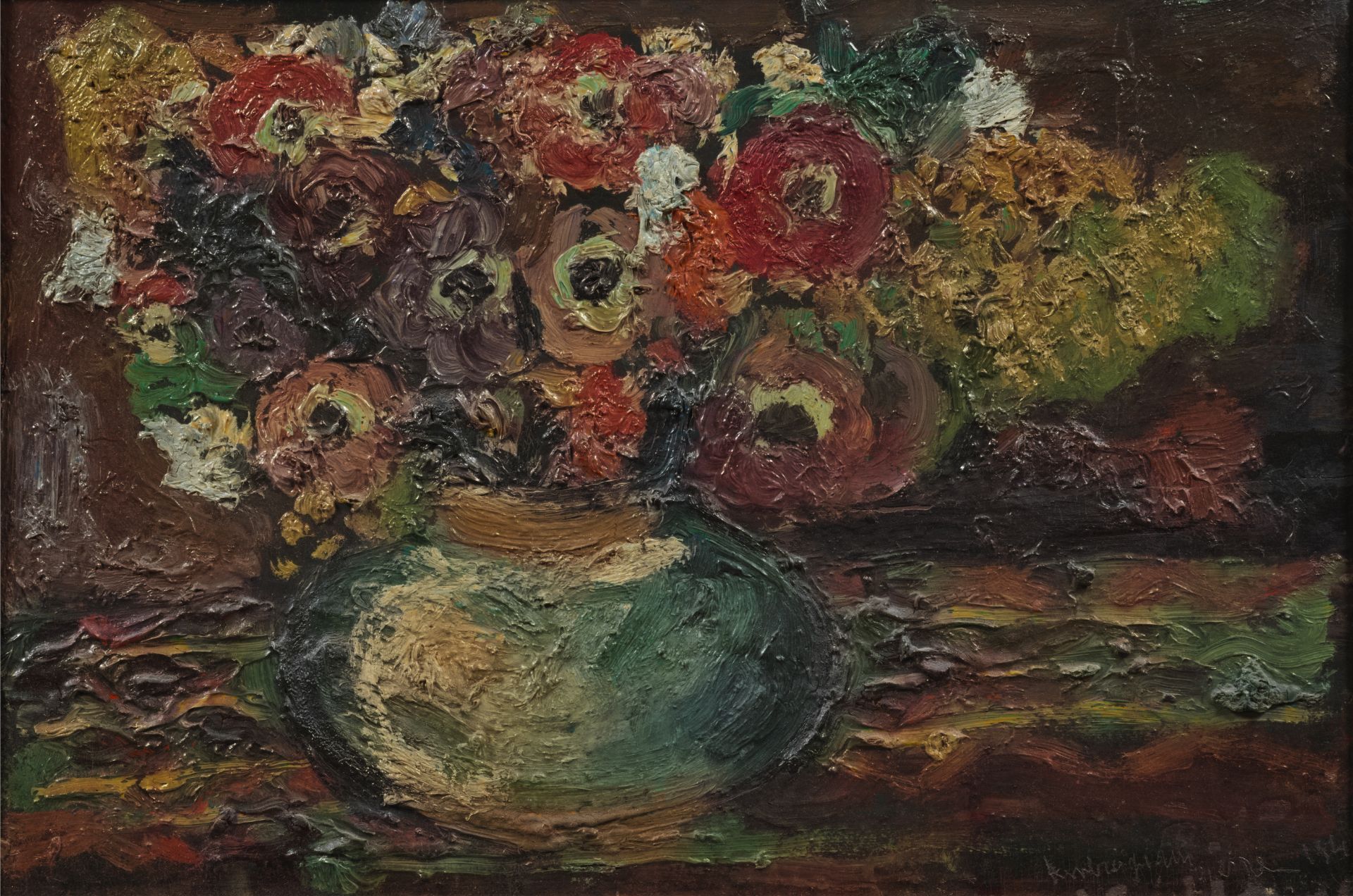 Pierre AMBROGIANI (1907-1985) - Bouquet de fleurs - Huile sur panneau signée en bas [...]