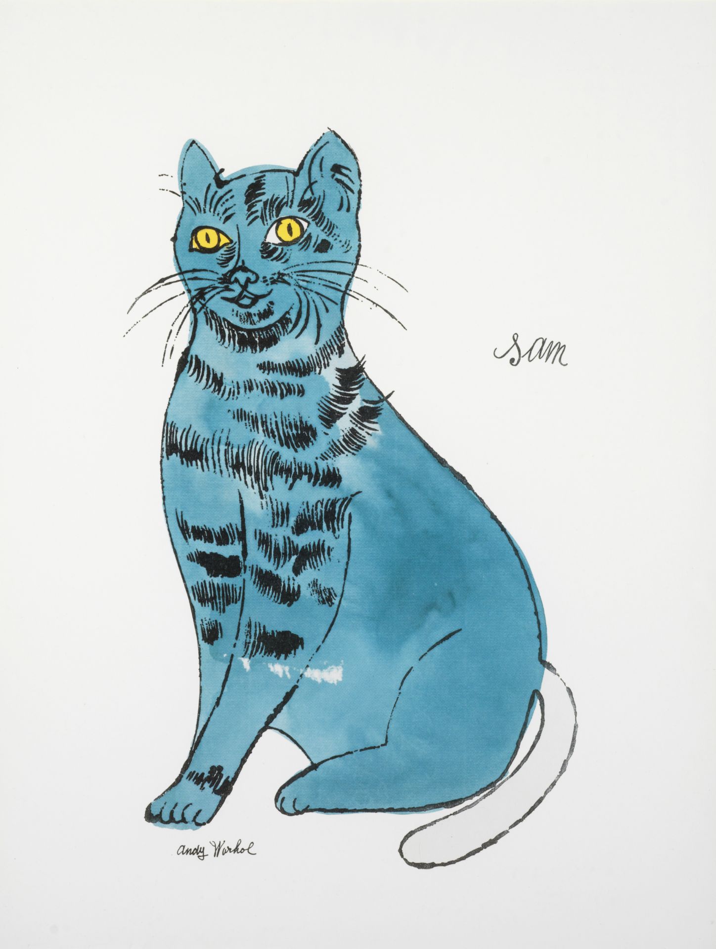 Andy WARHOL - D'après - Sam Blue cat - Offset lithographie - Tampon de la fondation [...]