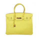 Hermès - Birkin bag 35 cm - Birkin bag 35 cm - Lime epsom leather 35 cm Birkin bag, [...]