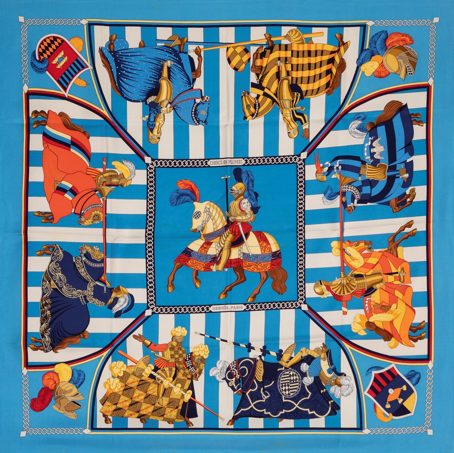 Hermès - Foulard Chocs en Plumes - Foulard Chocs en Plumes - Silk twill scarf, [...]