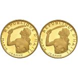 HAITI. Repubblica - 100 gourdes 1970. Friedb. 3. Lotto di 2 esemplari. ORO, gr. [...]