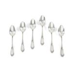 Six silver spoons, Italy 20th Century - Six silver spoons, Italy 20th Century - [...]